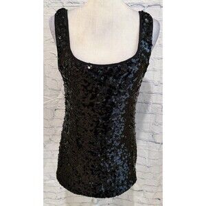 Frank Lyman Vintage black sequin tank top Or Mini Dress with a scoop neckline 10